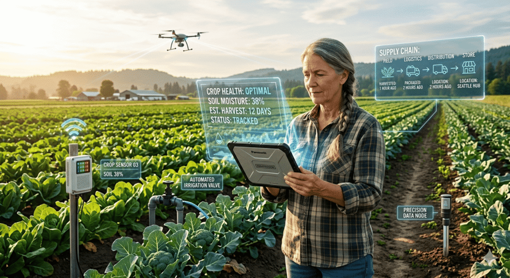 This image illustrates a smart agriculture system.