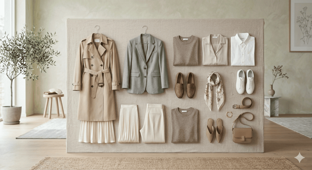 This image displays a collection of clothing for women